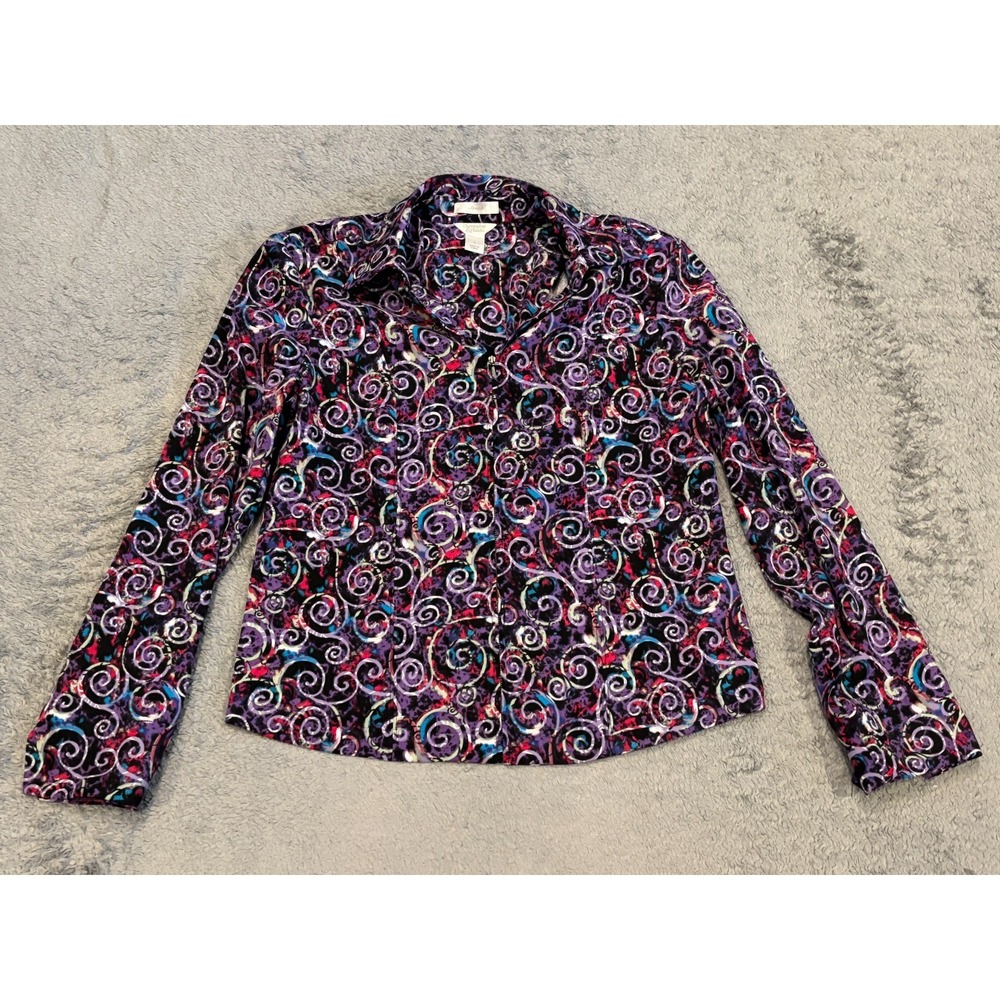 Christopher & Banks 1/4 Zip Pullover Shacket Top Womens Small Multicolor Swirl